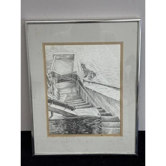 B.W. Neway 1989 Original Pencil Drawing Vintage Sketch Artwork Framed - Picture 1 of 6